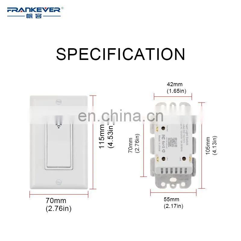 800W/Gang Max 10A Wifi Smart Mechanical Touch Feeling Switch