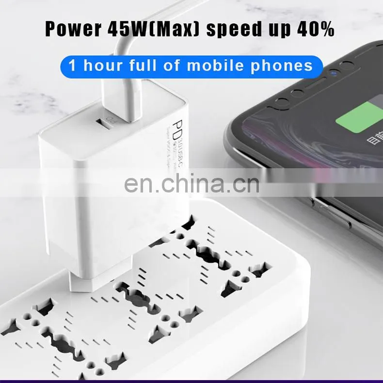 2020 New Coming PD 45W Adapter Charger Mobile Phone Fast Charger USB C Wall Charger Support Power Adapter For iPhone 11 Pro Max