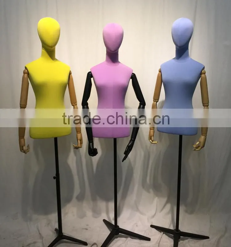 half body torso mannequin with wooden flexible arm