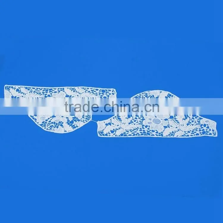 New design promotional 100% cotton hook flowe white blouse collar neck design ladies