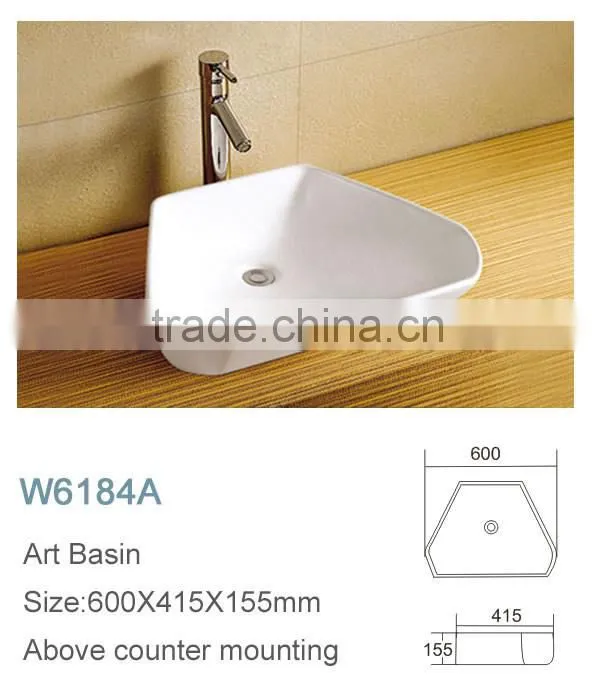 Alibaba supplier bathroom ceramic trapezoidal basin