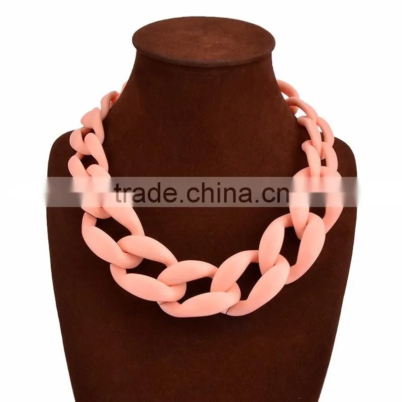 Multicolored Resin Acrylic Chain Chunky Statement Fashion Necklace 2016