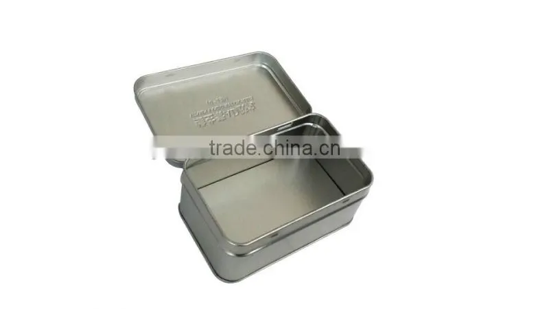 Metal hinged lid tin box