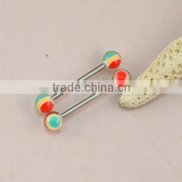 Rainbow Color Ball Barbell Tongue Rings Penis Tongue Piercing Jewelry