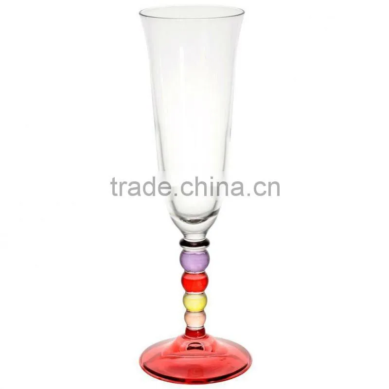 Odessa champagne flute glass with coloured stem