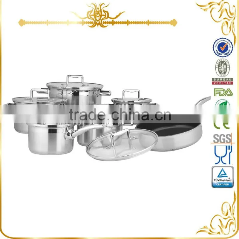 Straight body stainless steel cookware set with non-stick coating frypan MSF-3936