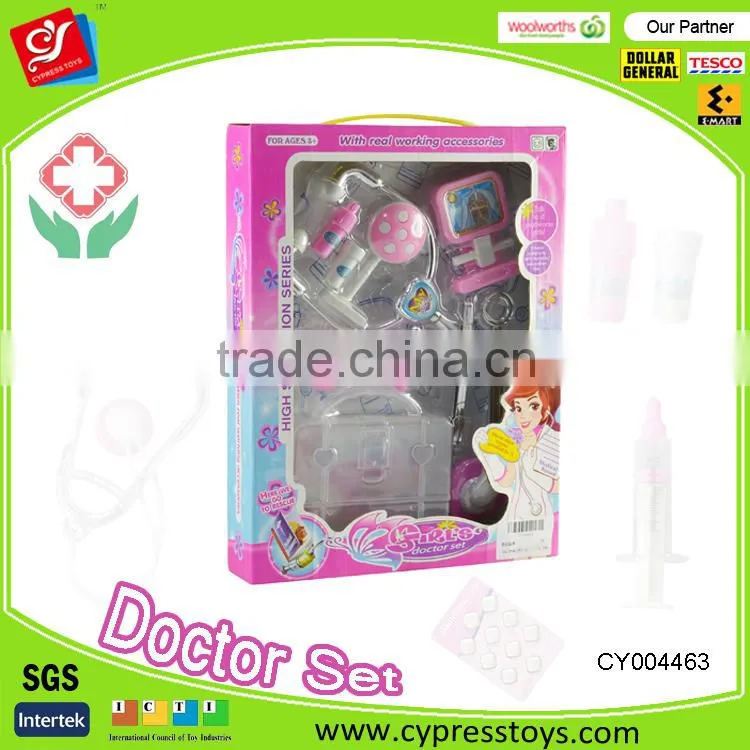 Kids playing doctor stories toy set