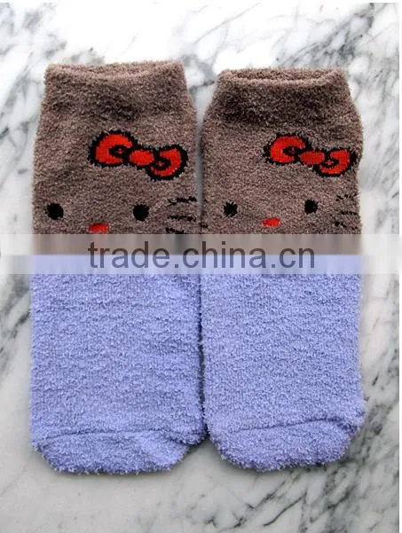 popular design cartoon patten microfiber tube socks for young girl