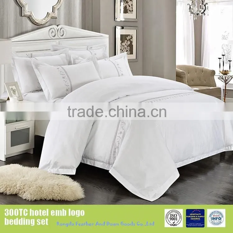 Embroidery bed sheet luxury hotel bedding 100% cotton manufacturer in China