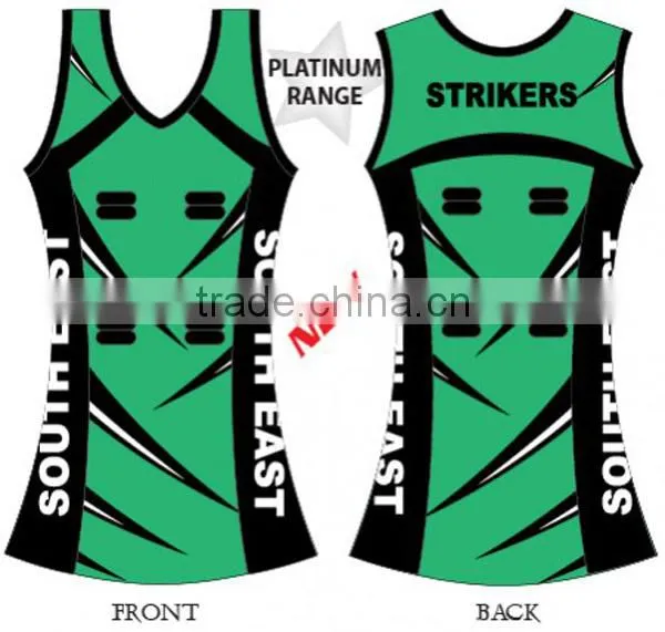 Sublimated printing netball dress color red and blue