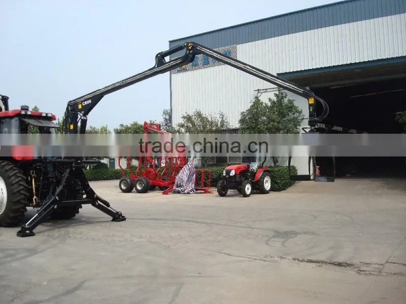 Tractor towable log trailer with crane/Hydraulic log crane