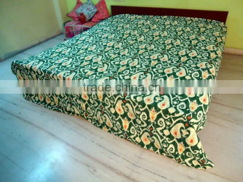 Ikat Kantha Quilt Ikat Bedcover Kantha Bedding Throw