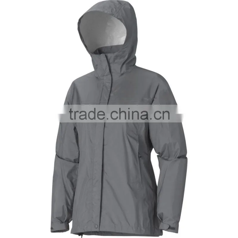 Hooded lightweight women's plain rain jacket