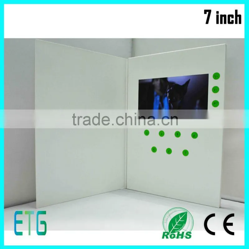 Digital Video Player Greeting Cards with LCD Screen for Gifts & Promotion, Customer Download Their Own Video