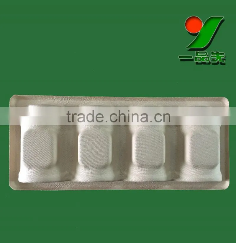 Food Grade Biodegradable Thermoformed Brown Color Eco Friendly Molded Recycled Pulp Bottle Trays Package