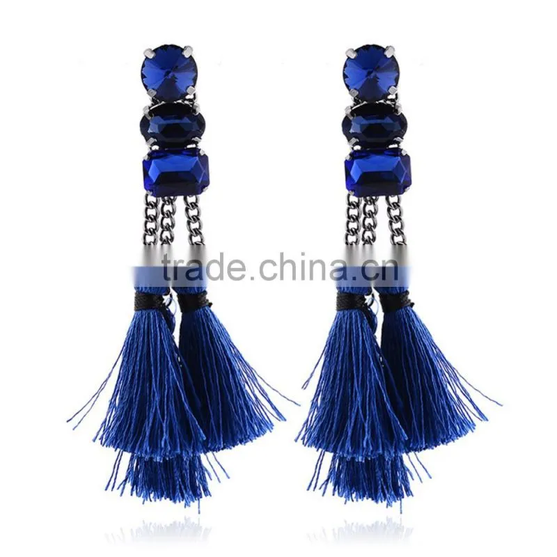 2016 A-bomb Wholesale Fashionable Golden Beaded Tassel Earrings