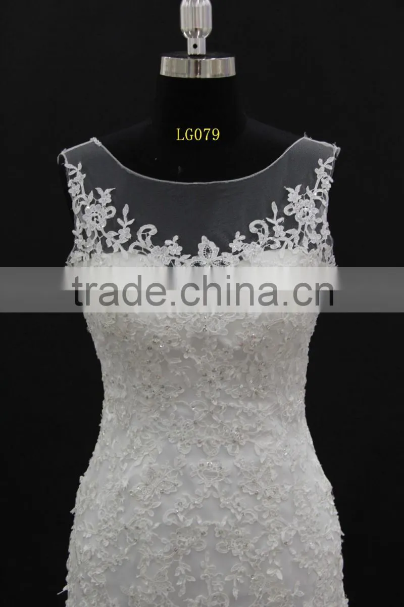 Best selling Alibaba wedding gown sexy low back lace up back sleeveless mermaid wedding dress