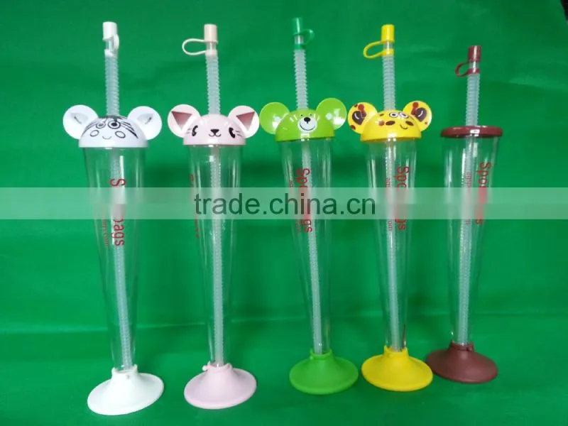 300ml PET yard cup /plastic straw drinking cups