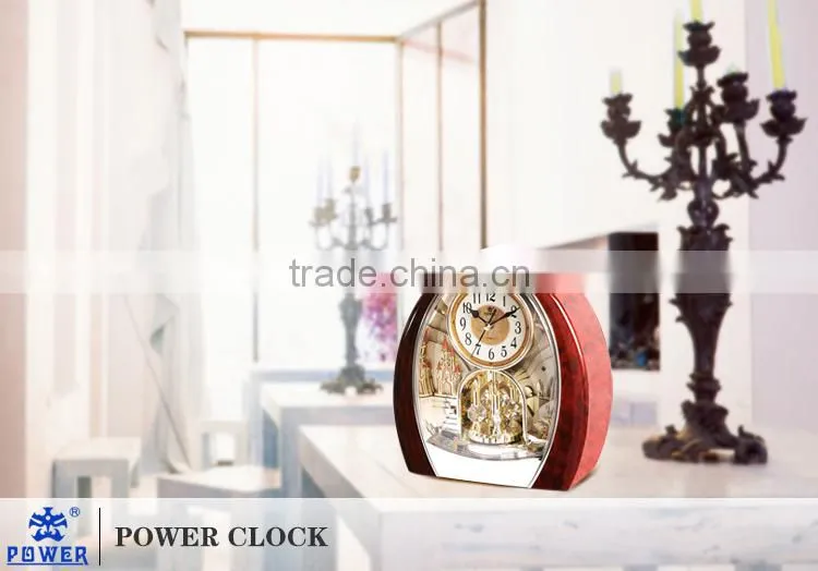 Quartz table clock with rotating pendulum and music Exquisite workmanship PW4211