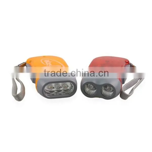 Hand crank emergency Dynamo Solar 3 LED Hand Rechargeable Flashlight