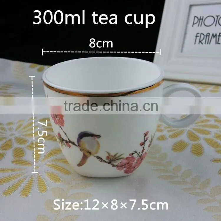 ceramic gold rim tea cup and saucer 300ml bone china tea cup and saucer sets