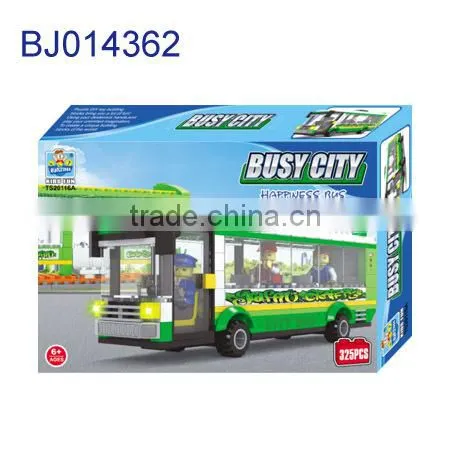 Education plastic diy toy funny kids 3D yellow school bus model