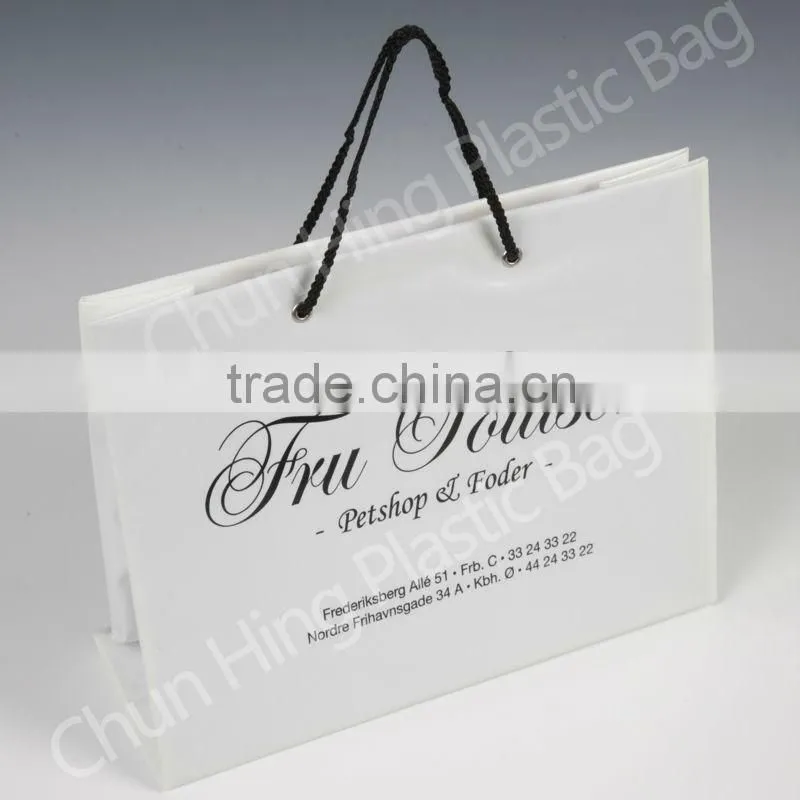 Custom printed rope handle plastic shopping bag