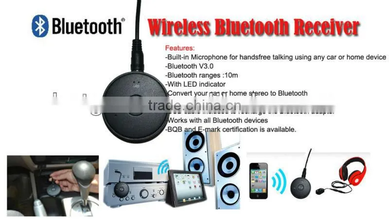 Hot sale !Mirco Bluetooth Receiver for Car Audio is In-vehicle Wireless Handsfree System with Microphone