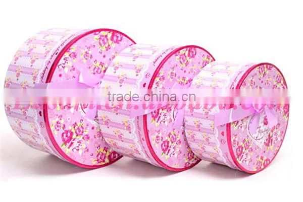 Three sets Round cardboard gift box,custom christmas gift box wholesale
