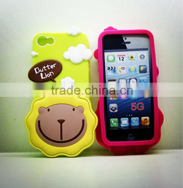 2013 the factory manufacture 3D Butter Lion item cartoon design silicone mobile phone case