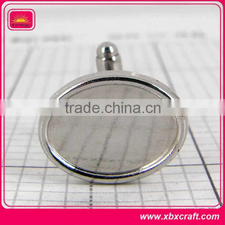 Shiny silver plated zinc alloy cufflink blanks