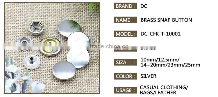 Different Metallic Colors Fastener and High Quality Ring Metallic Button for Jacket