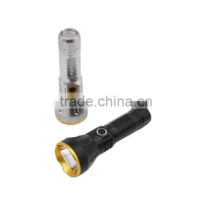 POPPAS F38 10W T6 LED 18650 Battery Bright Most Powerful Aluminium Rechargeable LED Flashlight Torch