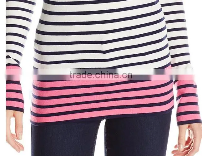 Women's Long Sleeve black stripe 12GG knitted Cardigan Sweater
