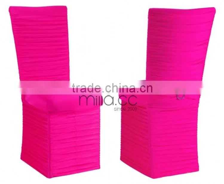Wholesale Wedding Lycra Spandex Ruffled Banquet Chair Cover with Diamond Buckle