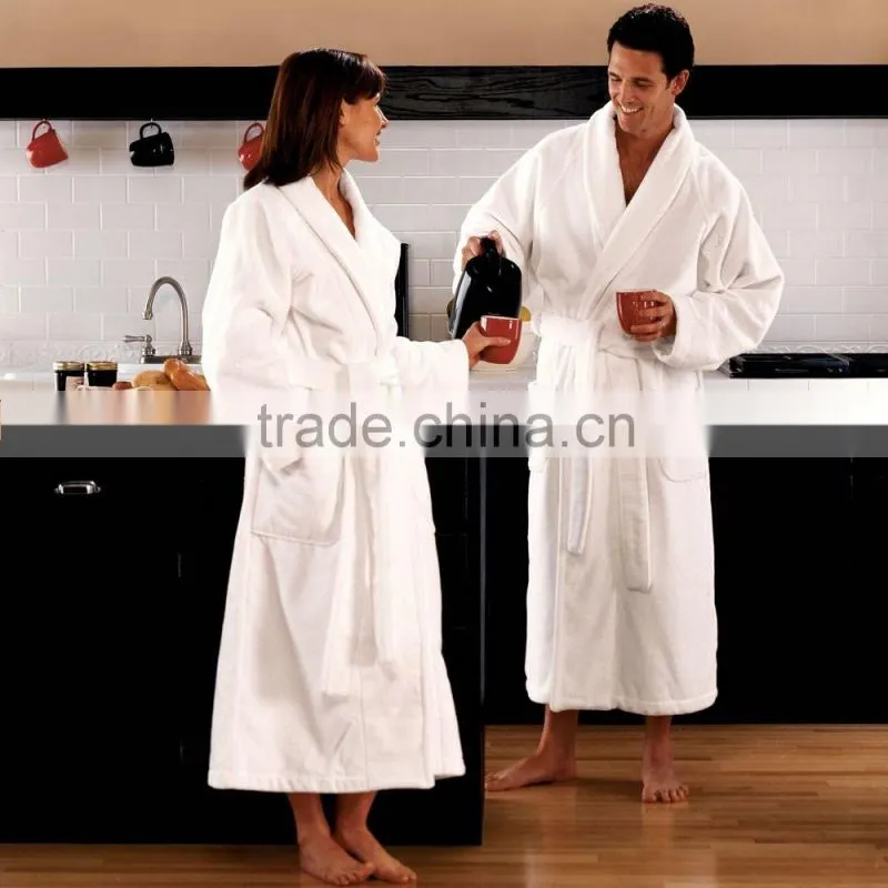 Super soft men and woman unisex white coral fleece bathrobe