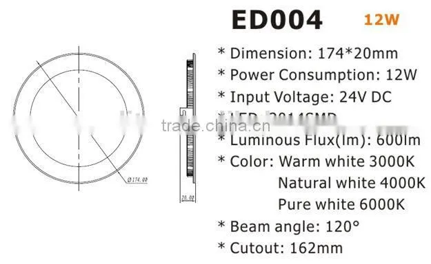 12W dimmable Ultra-thin ceiling led light