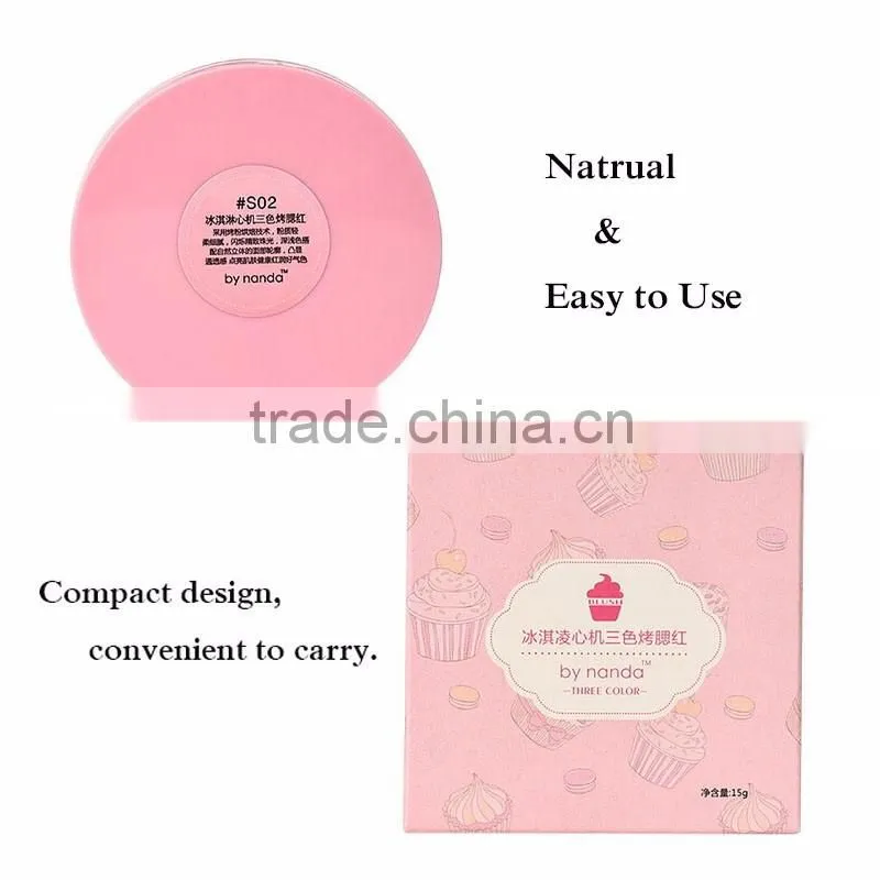 BY BANDA 3color/pcs Natural Face Blush Powder Blusher Longlasting Makeup Blusher