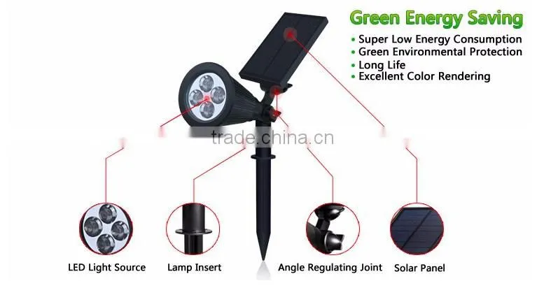 Bright 4 LED Solar Powered Light Wireless Wall or lawn Security Light Sensor Lamp Waterproof Outdoor Light