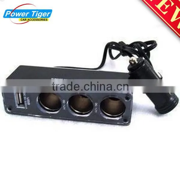 Three Outlets Toggle Switch Car Cigarette Socket with oneUSB