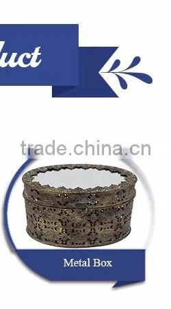 Decorative Jewelry Mirror Wholesale Trinket Box,Antique Metal Trinket Box