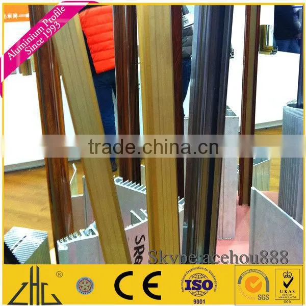 WOW!!!powder coated wood finish window and door aluminum profile,decoration,fence,wooden grain color samples 2013 hot sale