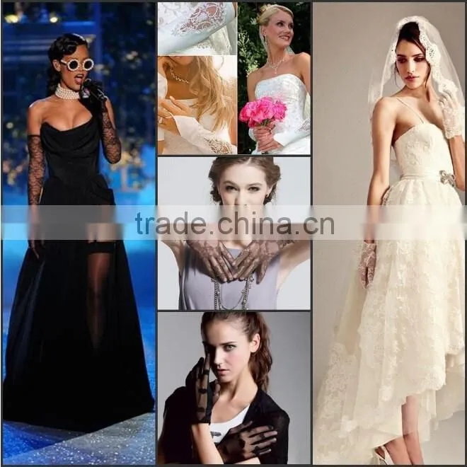 2015 Fashion Cheap Bridal Lace Applique Fingerless Gloves