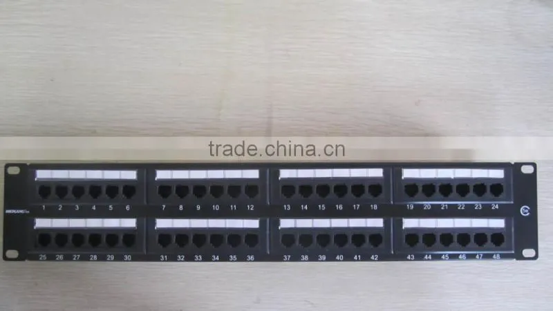 19 inch 48 ports RJ45 cat6 utp network rackmount patch panel/utp cat6e patch panel