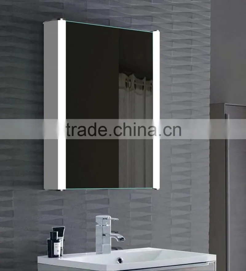 Double Door Recessed Illuminated aluminum bathroom mirror cabinet with led light