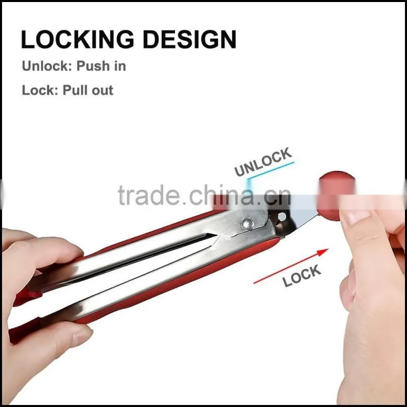Durable Stainless Steel Silicone BBQ Tongs