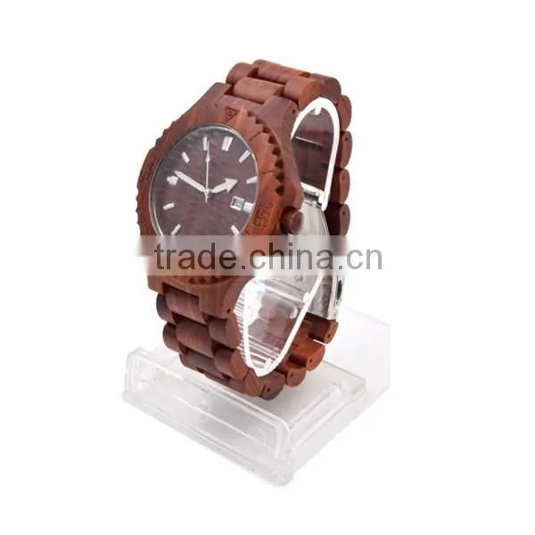 2016 Hot selling fashion round quartz wood watch
