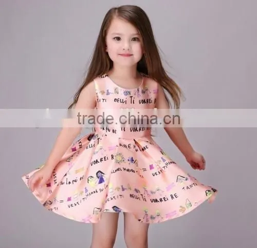 2016 lovely baby girl designer one piece party dress summer hot sale party dress for 2-12 years old girls