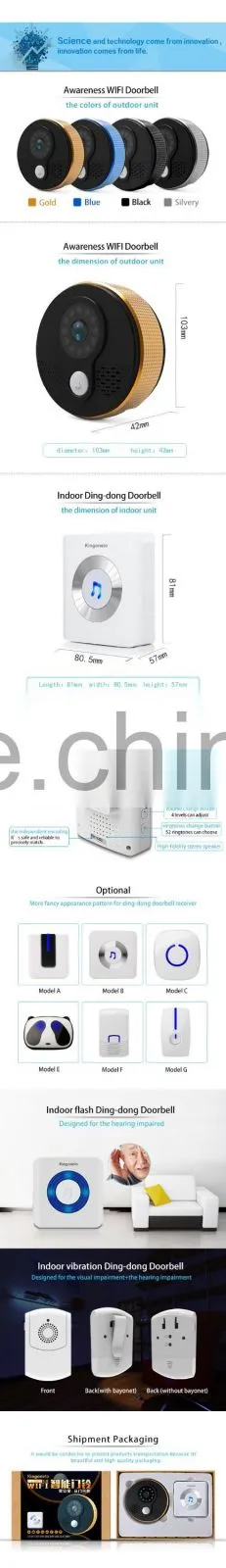 2016 High End Quality Wireless Wifi Camera Doorbell Support Androil and IOS Multi Receiver