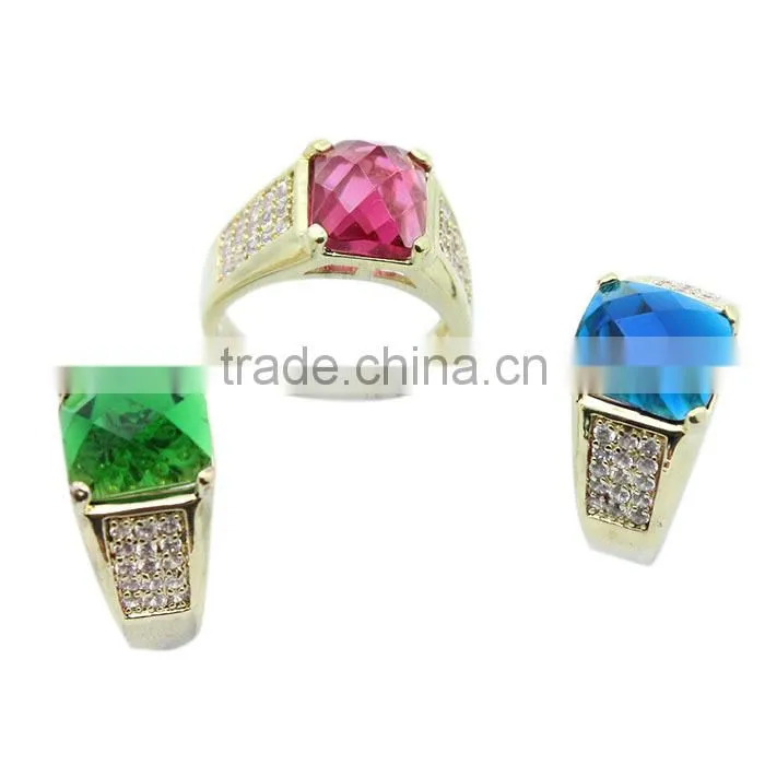 Man ring brass ring jewelry with glass stone factory wholesale low price